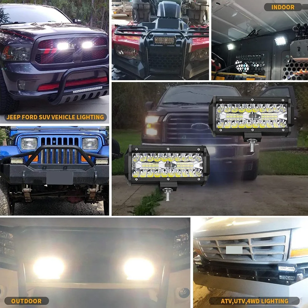 

4 X 240W 7Inch LED Light Bar 24000Lm LED Spot Flood Combo Waterproof Off Road Work Light For SUV UTV Pickup Boat