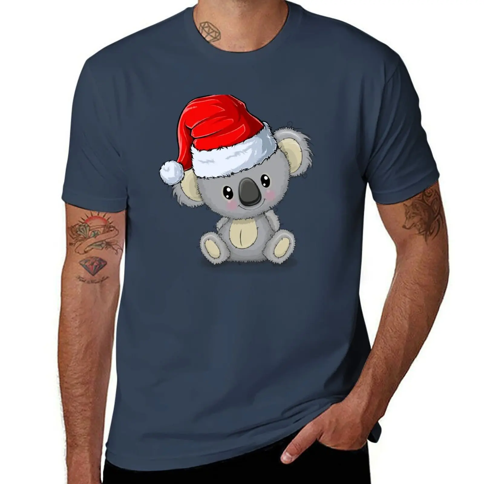 

Funny Santa Koala T-shirt boys whites Aesthetic clothing summer top mens t shirt