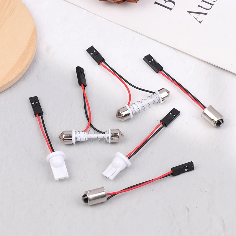10Pcs Adapter For Car Light Led Panel Stop Lamp Car Interior Dome Bulb T10 BA9S T4W Festoon To Pink Connector Wire Cables