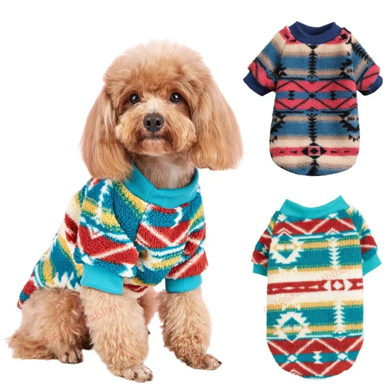 Winter Warm Fleece Pet Dog Clothes Beautiful Clear Pattern Pet Warm Sweatshirt Small Medium Dogs T-shirt Jacket Costume