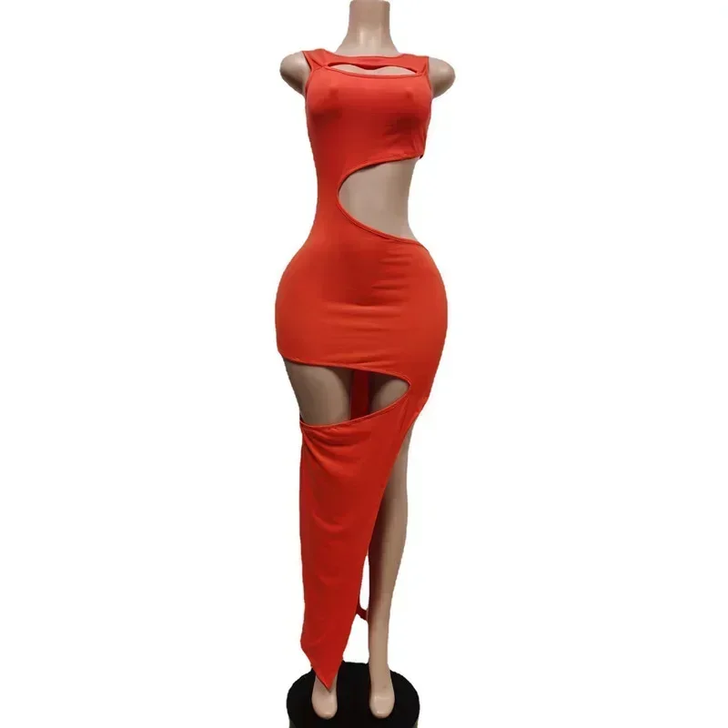 GUWU Mode Cut-Out Bodycon Langes Kleid Frau Aushöhlen Schwarz Nacht Kleider Sexy Party Clubwear Ausgehen Outfits