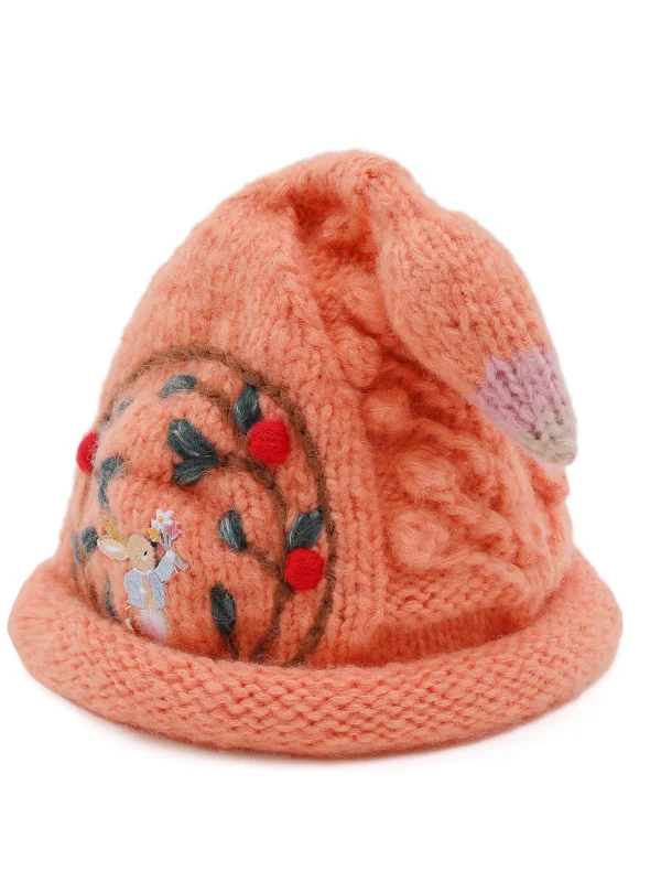 手作りウール帽子女性のスタイル暖かいベリーリトルラビットかわいい帽子秋の新モデル甘い素敵な職人技ラウンドトップ