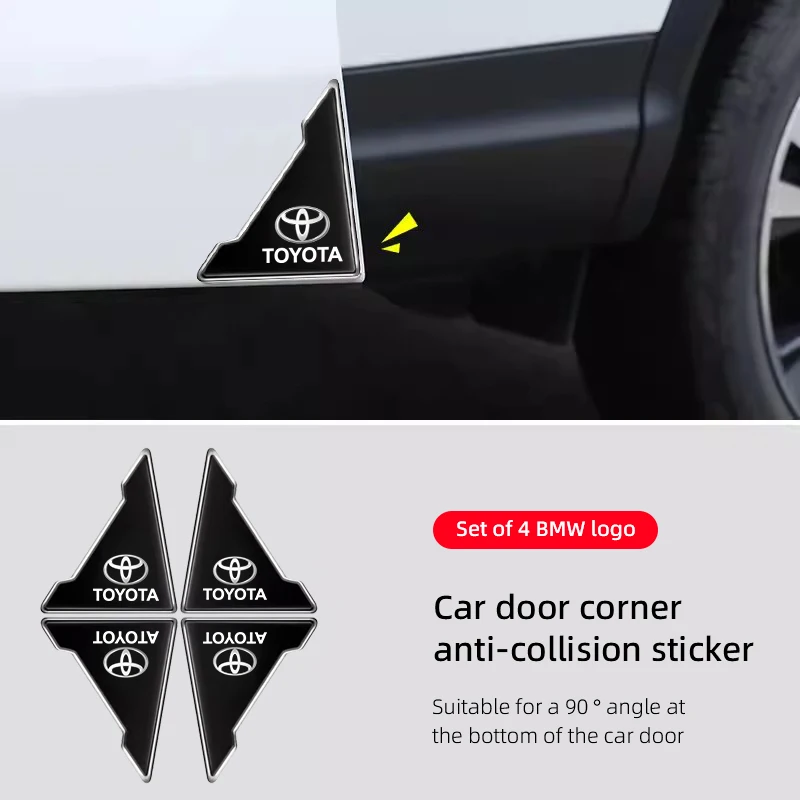 4PCS Car Door Anti-collision Corner Protectors Stickers For Toyota Crown Corolla Yaris Aygo Prius CHR Gazoo Racing Land Cruiser