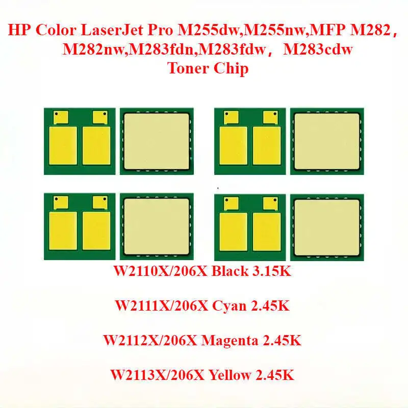 （206X，W2110X，W2111X，W2112X，W2113X) Toner Chip for HP M255dw,M255nw,M282,M283fdn