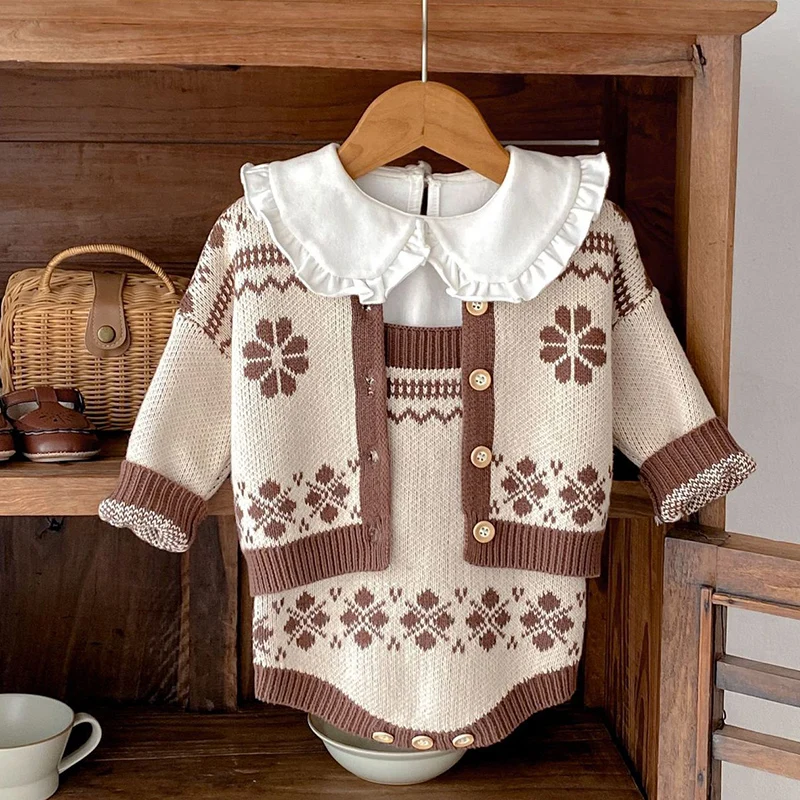 Ensemble de vêtements pour bébés filles, cardigan à manches longues imbibés, combinaison pour tout-petits, ensemble de vêtements pour bébés filles, automne, nouveau, 2024