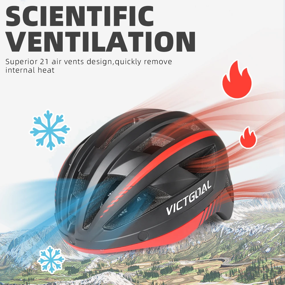 VICTGOAL MTB Bike Helmet for Men Women Visor Goggles LED Rear Light Mountain Road Bicycle Helmets Racing Cycling Safety Riding