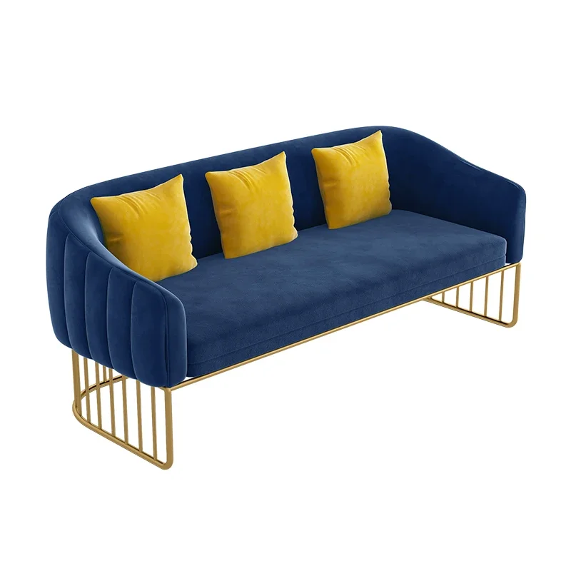 Gold Legs Fabric Italiano Sofa Foam Sponge Blue Reading Couch Straight European Ultralight Canape Salon Furniture