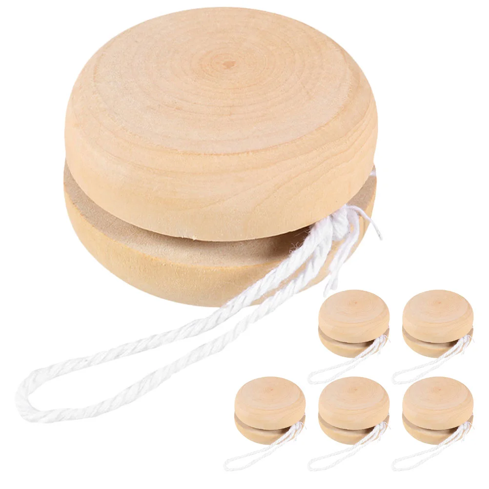 

6 Pcs Kids Drawing Toys Yo-Yo Balls Mini Unfinished Cognitive Playthings DIY Wood Graffiti Wooden