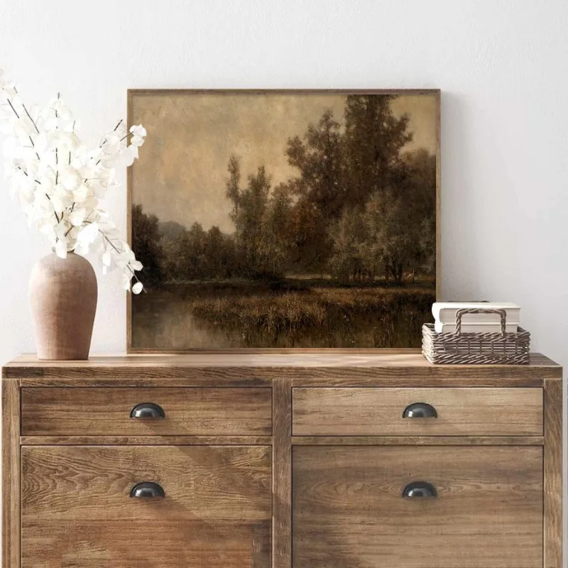 Vintage Tree Sketch Forest Poster Print Antique Landscape Canvas Painting Wall Art Picture for Living Room Home Decoration
