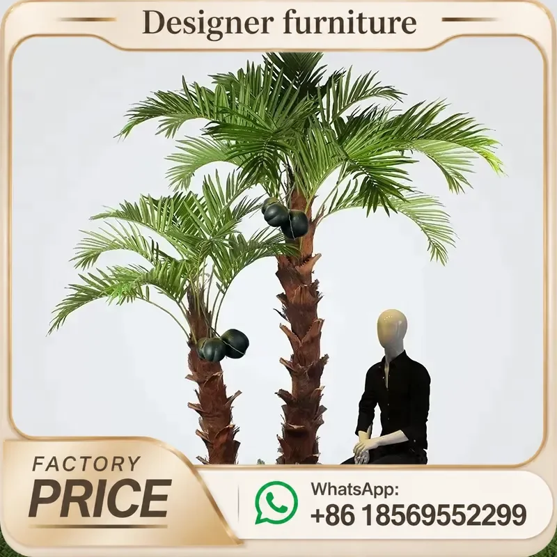 Large Artificial Palm Tree Plastic Coconut Fake Plants Real Touch Outdoor Garden Decoration High Quality Home Decor