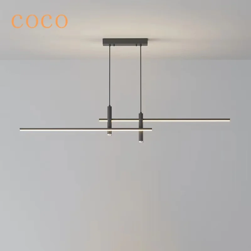 

2024 New Restaurant Art Fashion Chandelier Simple Modern Minimalist Lines Nordic Table Light Creative Bar Long Designer Lights