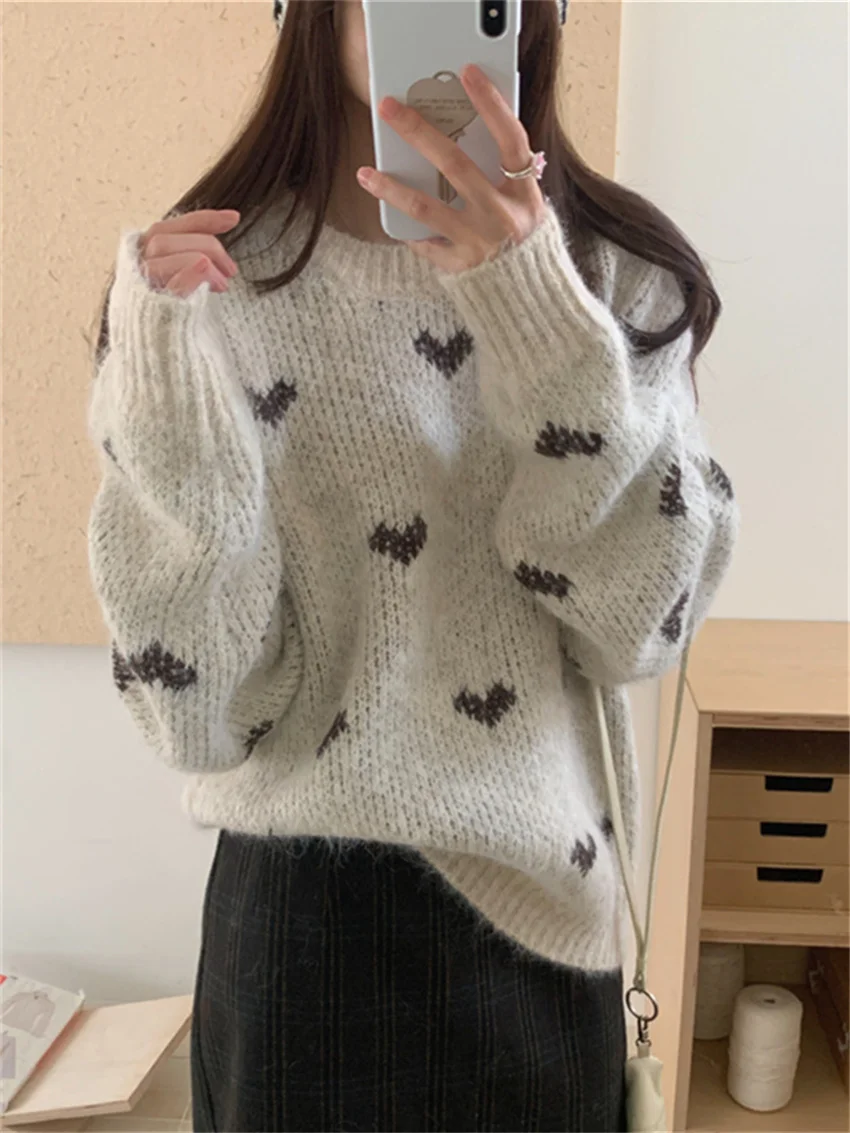 Alien Kitty Stylish Women Sweaters Vintage Loose Knitwear Full Sleeve 2025 New Winter Pullovers Sweet Daily Office Lady