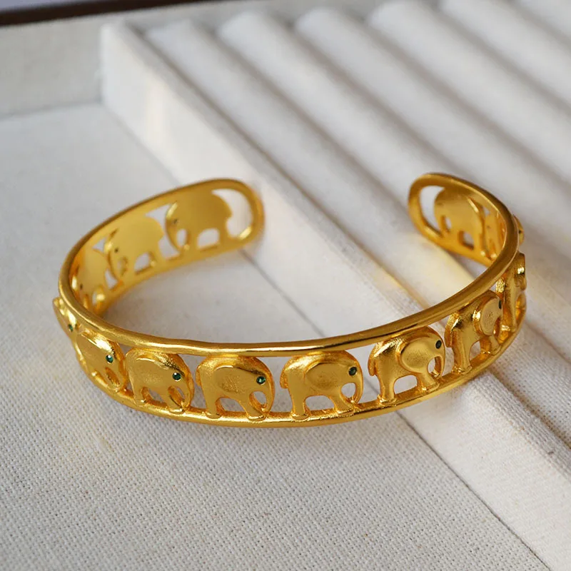 

Brass Retro Chunky Elephant Bangle Women Men Lover Jewelry Designer T Show Runway Gown INS Japan Korean