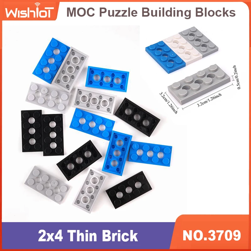 

3709 2x4 Plate 3 Holes Reinforced DIY Building Blocks Accessories Hole Bricks Suitable For All Brands Small Particles Toy