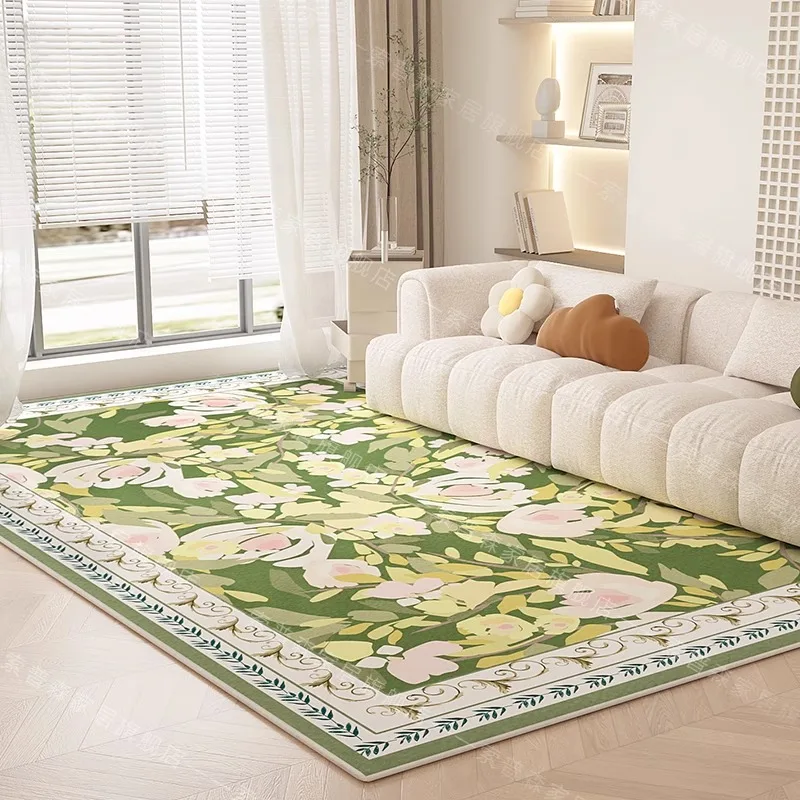 

French Living Room Carpet Pastoral Style Floral Print Bedroom Bedside Plush Rug Large Area Stylish Coffee Table Floor Mats Ковер