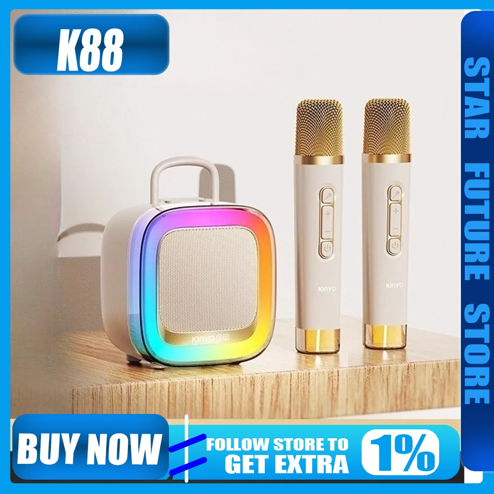 Mikrofon K88 Głośnik Bezprzewodowy Bluetooth Sing Rodzinny KTV Impreza Sztuczna Inteligencja Inteligentne Dzieci RGB 4000mAh