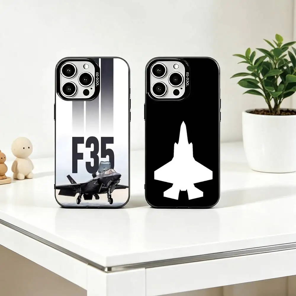 

F-35 stealth jet Phone Case For iPhone 17,16,15,14,13,12,11 Plus,Pro Max,XS,Colored Silver Plated Inside Cover
