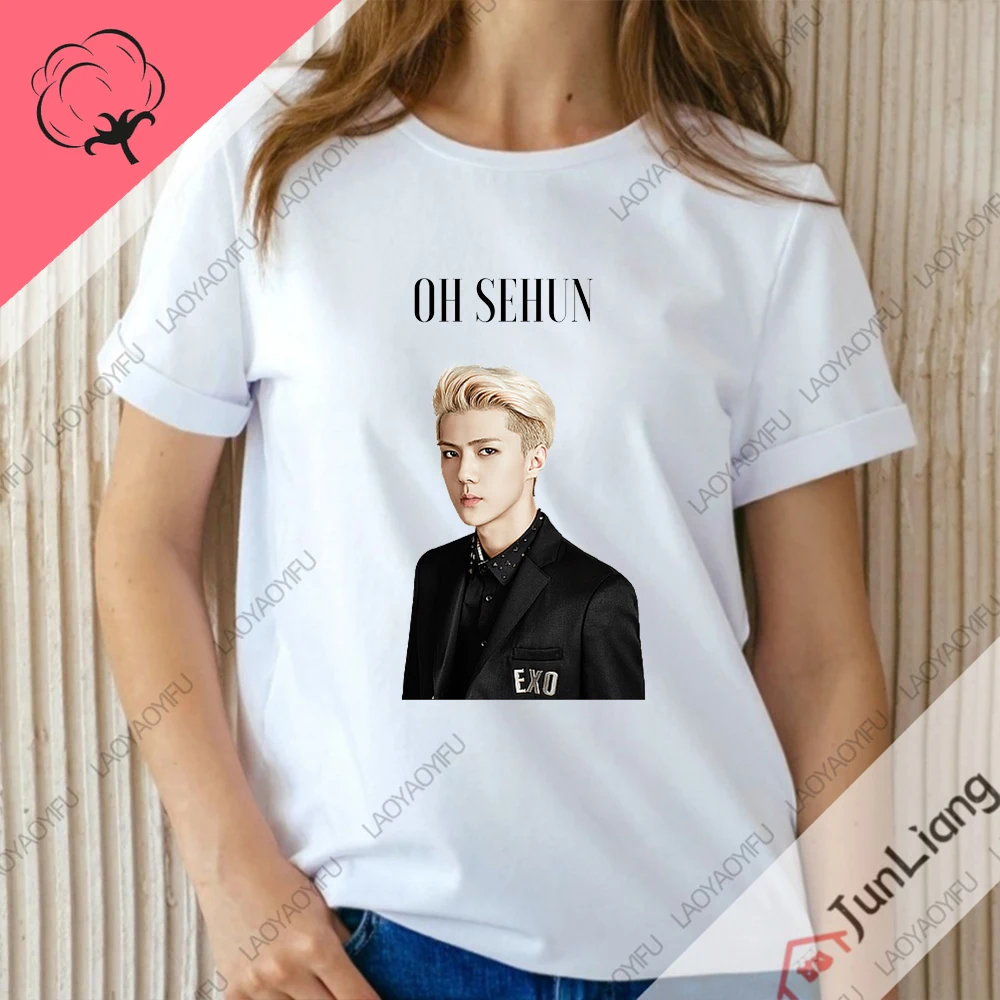 Fans Gift T Shirt for Women Oh Se Hun Womens Tops and Blouses 100% Cotton Korean Fashion Woman Blouse 2023 Female Clothing Kpop