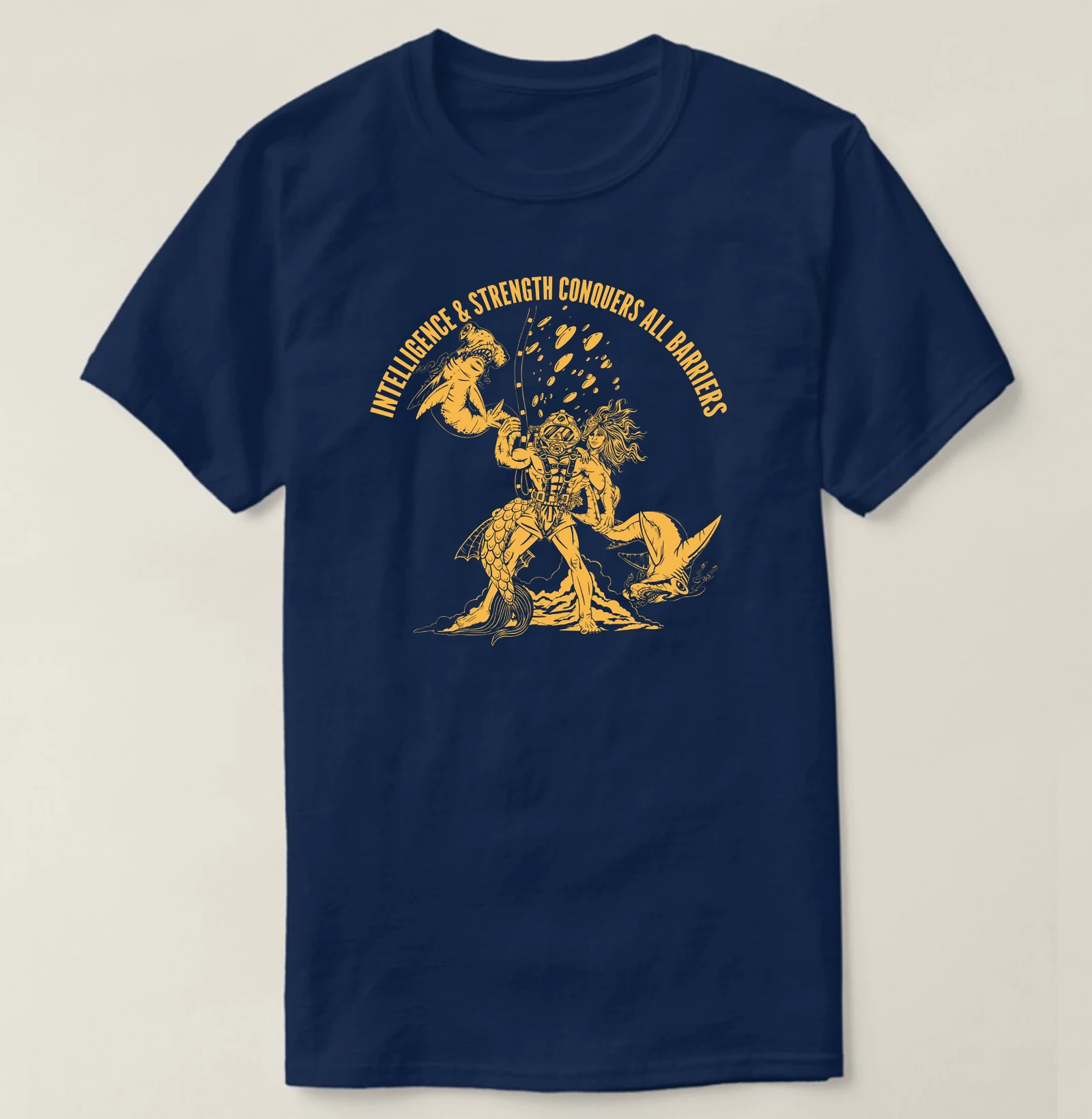 Intelligence & Strength Conquers All Barriers - US Naval Divers T-Shirt 100% Cotton O-Neck Short Sleeve Casual Mens T-shirt