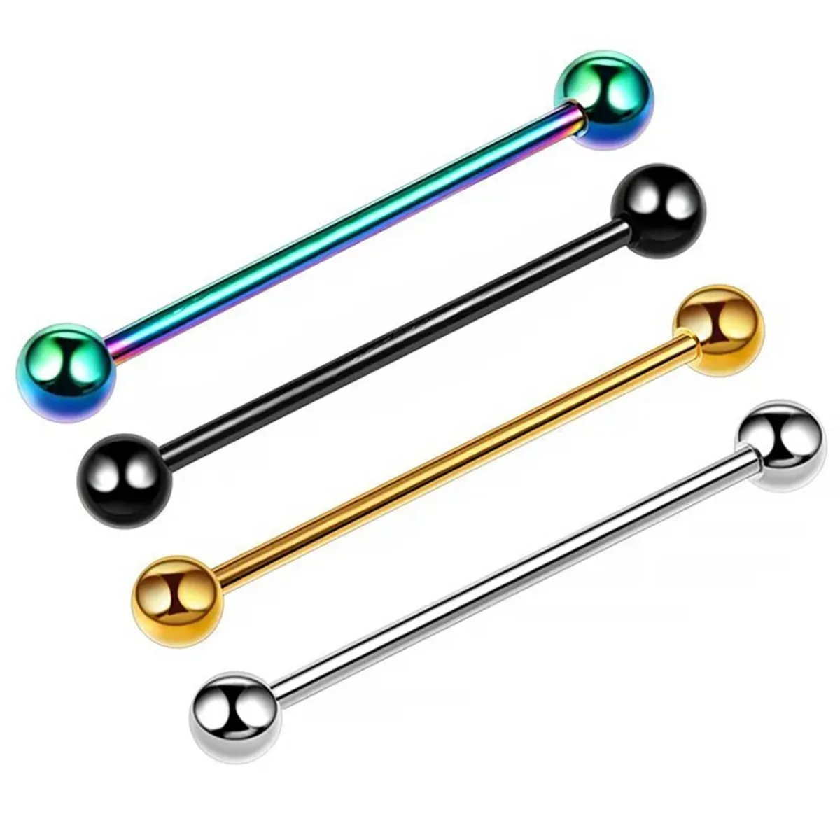 Surgical Steel Ear Cartilage Piercing Anodizing Industrial Barbell Earring Orelha Bar Tongue Barbell Body Piercing Jewelry