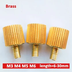 1-10Pcs Brass Thumb Screw M3 M4 M5 M6 Round Metric Knurled Cylindrical Head Hand Tighten Bolt Decoration Screw Mechanical Screws