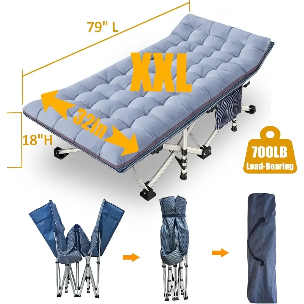 Comfortable Mattress for Adults Extra Wide Cots for Sleeping Folding Cot Camping Bed Heavy Duty with Carry Bag for Home Office