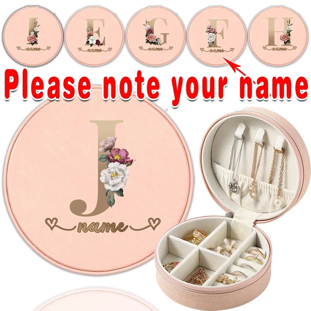 Customized Name Pocket Jewelry Storage Box Portable Display Case Daily Earrings Necklace Organizer Makeup Zipper Bag Waterproof