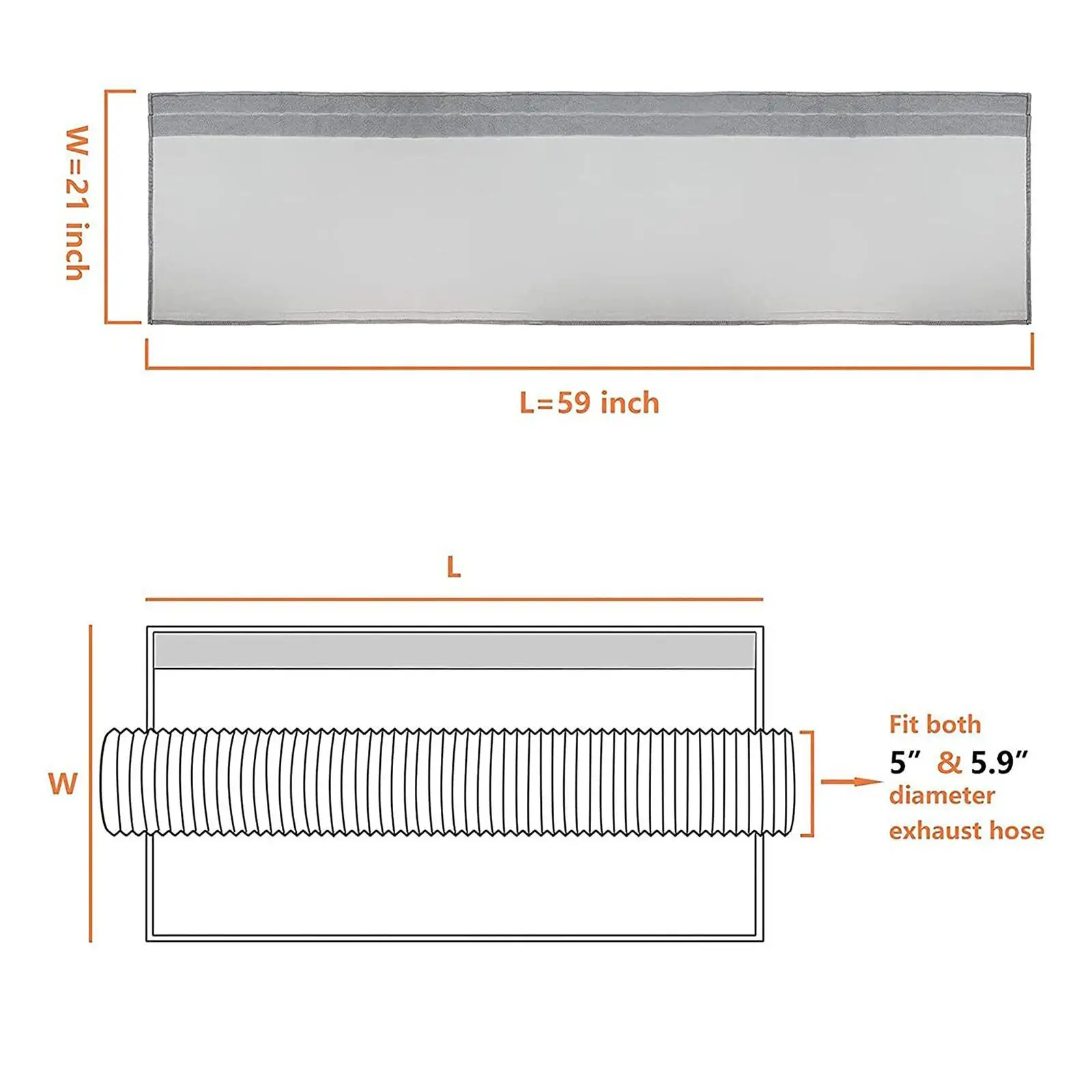 Air Conditioning Hose Cover Protective Wrap for 5" & 5.9" Exhaust Hoses Tube