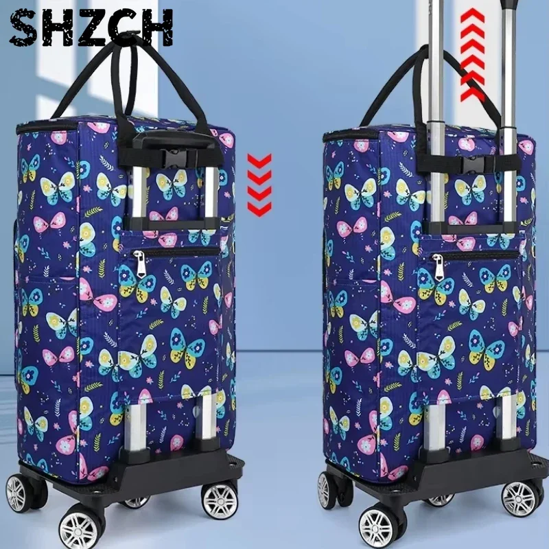 Large-capacity Grocery Shopping Cart Household Trolley Shopping Trolley Universal Wheel Folding Portable Shopping Bag