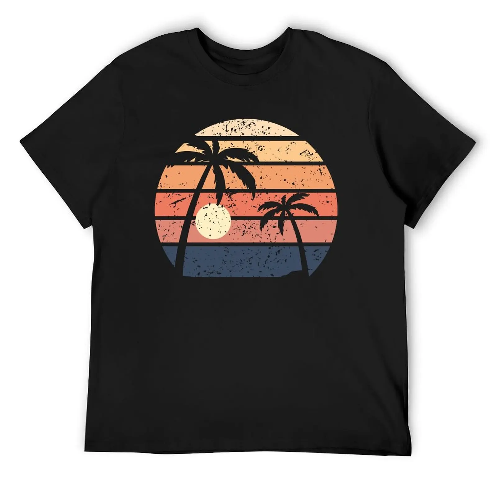 

minimalist Retrowave Sunset Palms With Distress Effect T-Shirt summer tops oversizeds plus size tops oversized t shirts for men