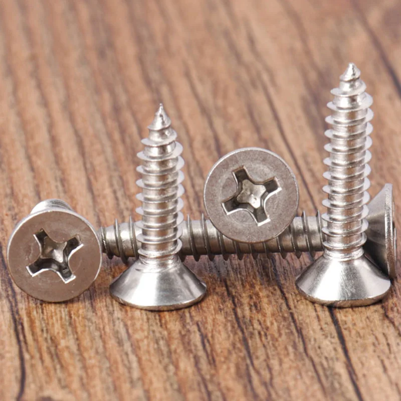 M2.2 M3 M3.5 M4 M5 M6 316 Stainless Steel Phillips Countersunk Self Tapping Sekrup Sekrup Kayu