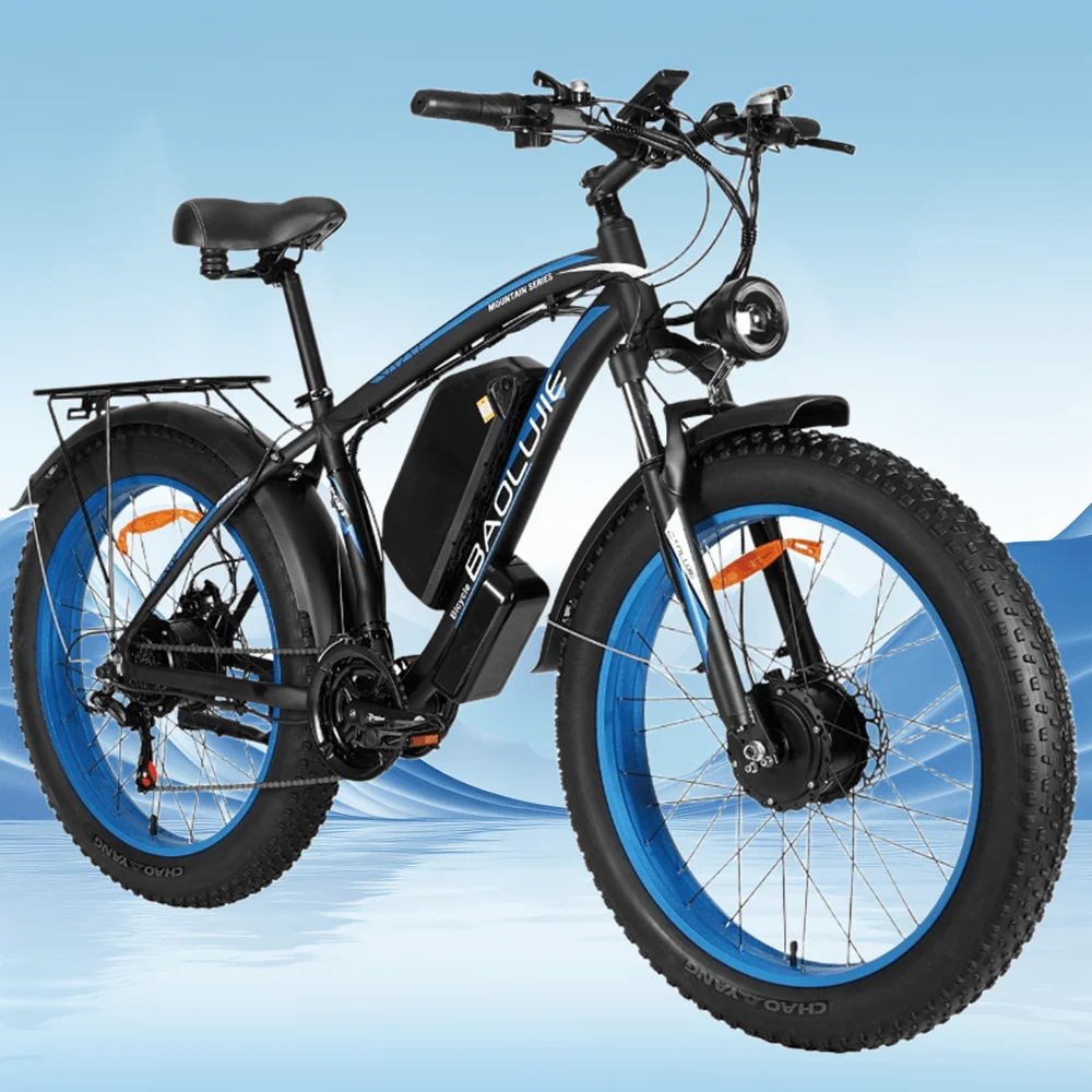 

26 Inch Fat Tire Mountain Mini Electric Motorcycles Bike 1500W+1500W Motor, 40 Mile Trip Electric Motorcycles EBike For Adults