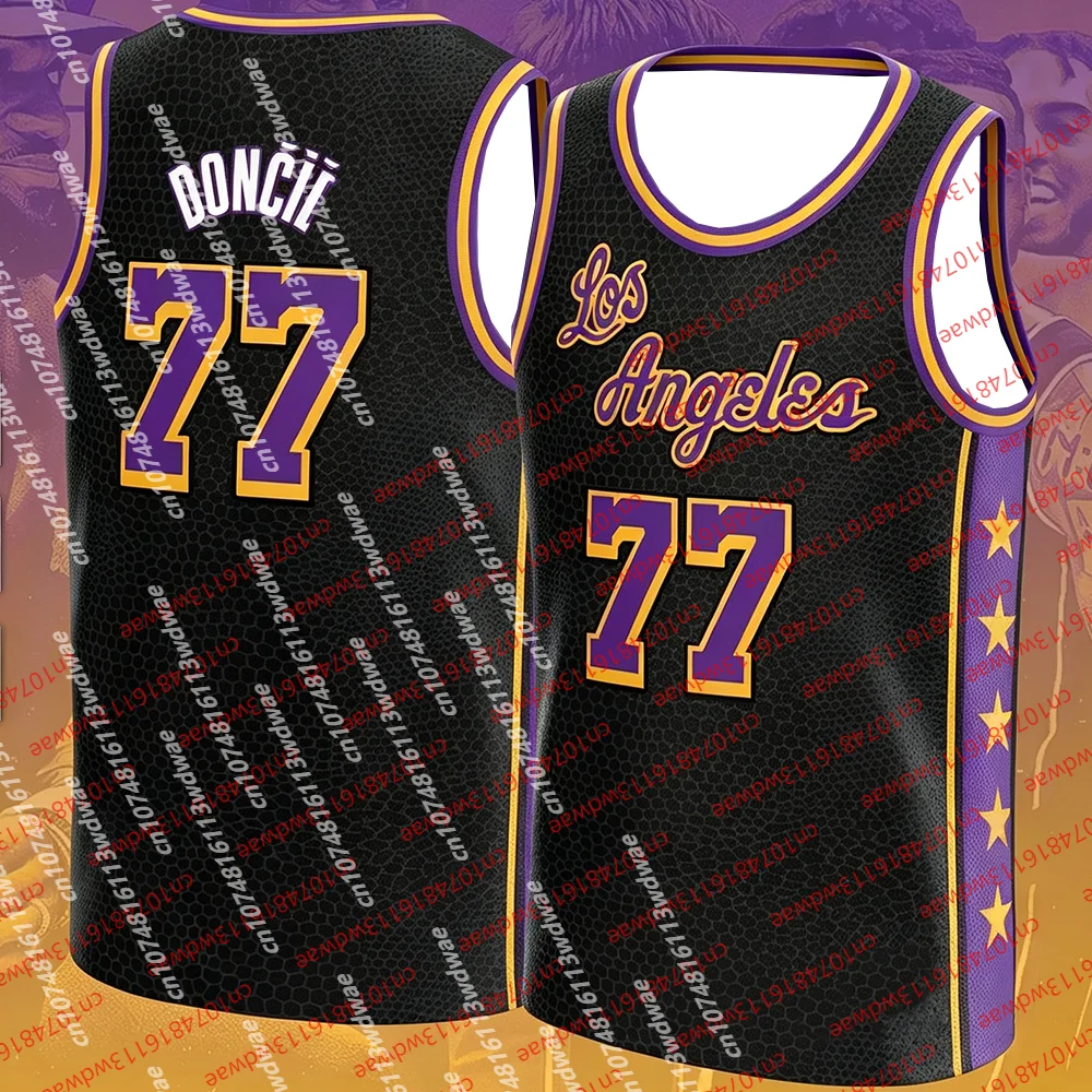 Los Angeles #77 Doncic Basketball Jersey Unisex Sleeveless Sports Tank Top Vest Tops For Men Women Basketball Fans Kid T-shirt
