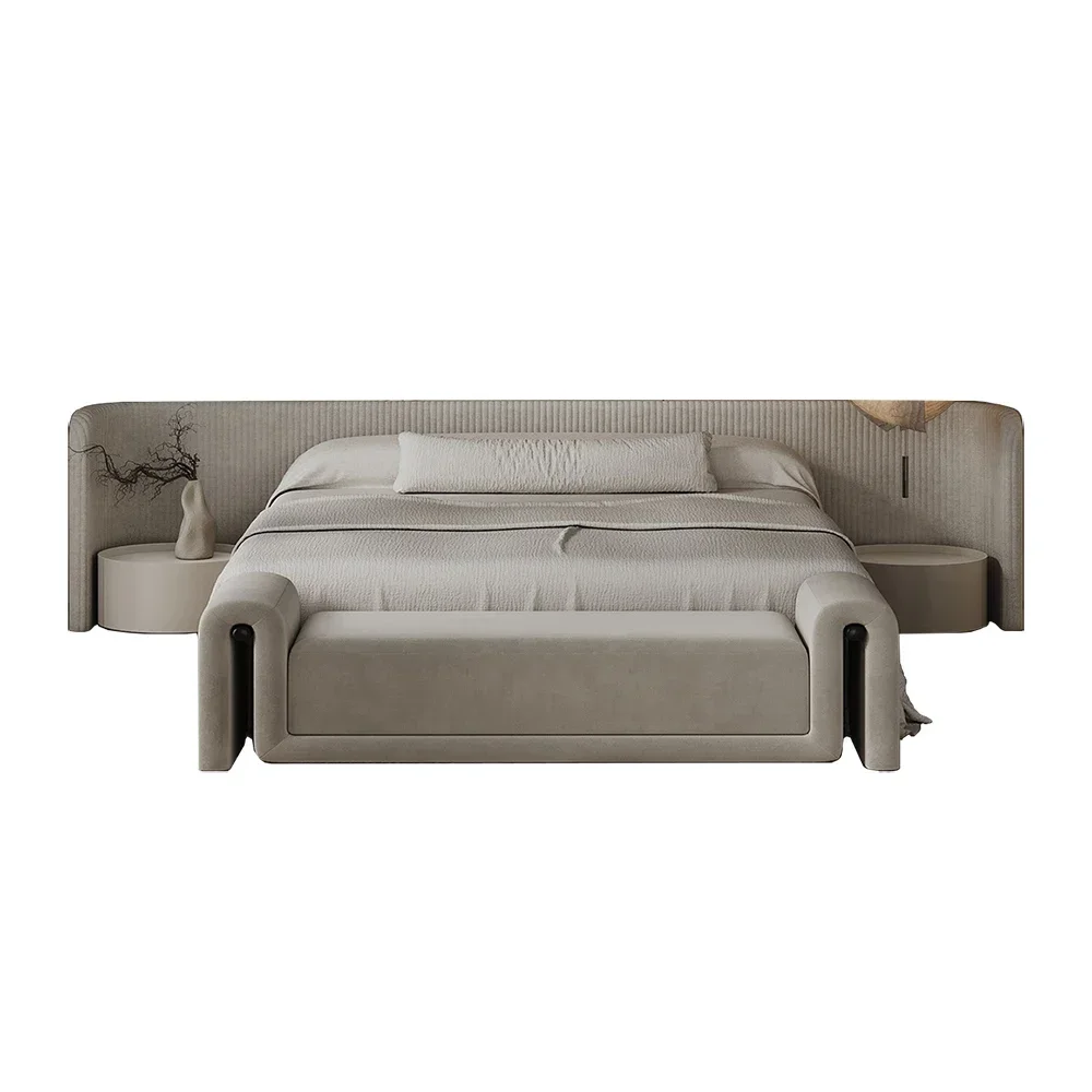 

JC High-end Custom Modern Simple Bedroom Cotton Linen Fabric Large Background Bedside 1 Meter 8 Double Bed 2 M Large Bed