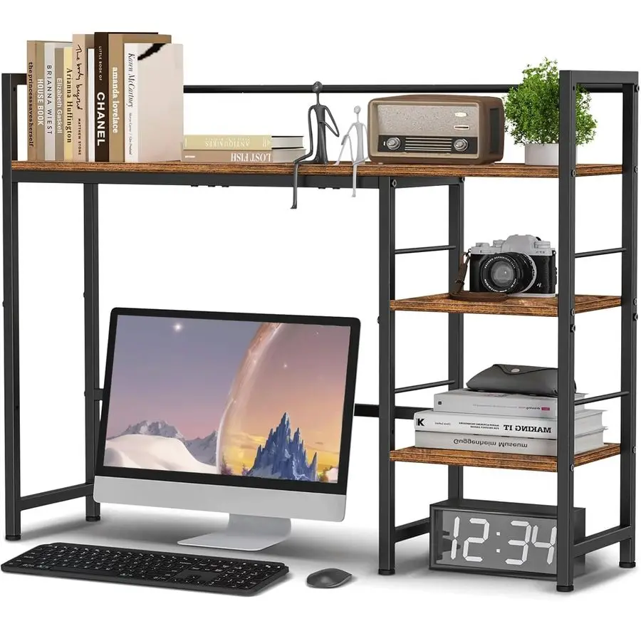 

Shelf, 38.5 Inch Desk Hutch for Computer Monitor, Computer Desktop Bookshelf Storage Rack Adjustable Desk Hutch Top Only, 3 Tier