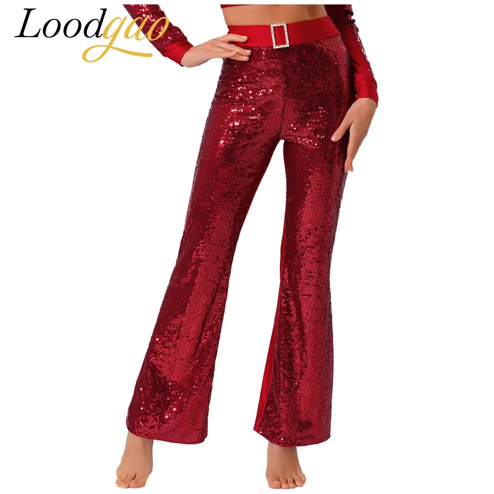 

Женский костюм для латинских танцев, расклешенный наряд для дискотеки, брюки с блестками, расклешенные брюки-клеш, одежда для бальных танцев ча-ча, танцевальная одежда для современных танцев