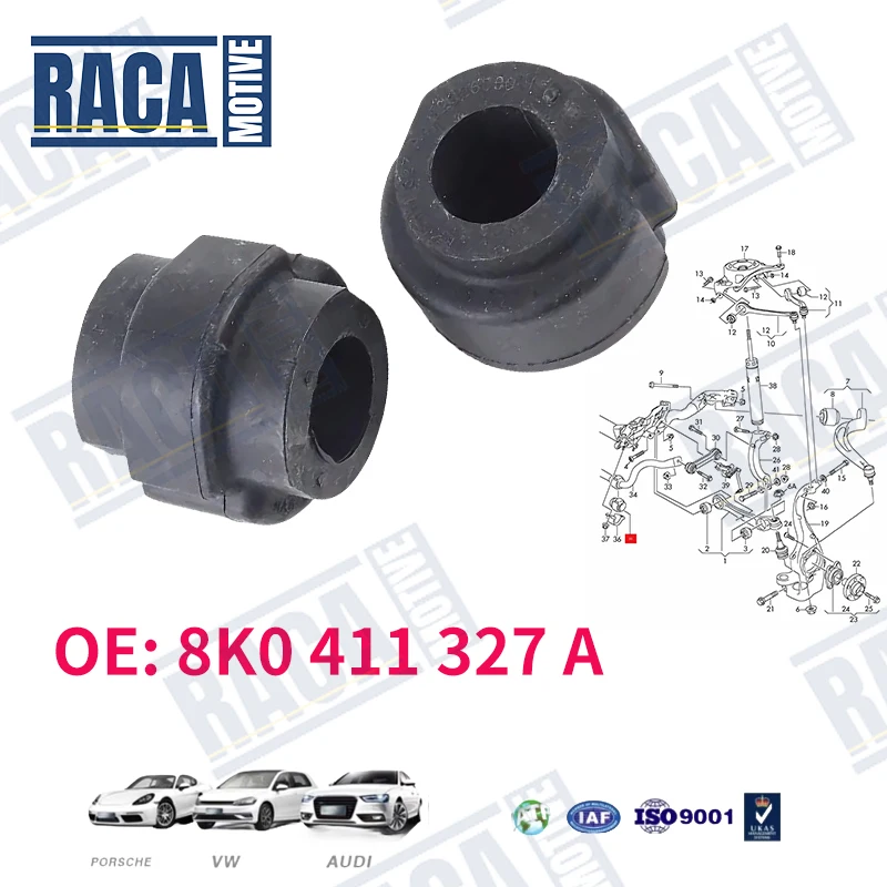 

For Audi A4 B8 S4 A5 A6 C7 A7 2PCS Front Axle Left and Right Stabilizer Bushing 8K0411327A 8K0 411 327 A
