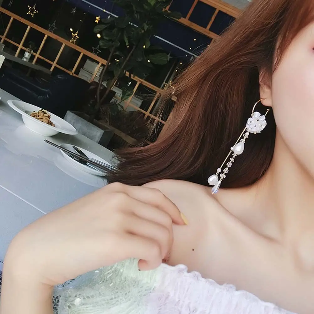 Vintage For Women Imitation Pearl Beads Wedding Long Water drop Fringed Jewelry Drop Earrings Tassels Earrings Dangle Earrings