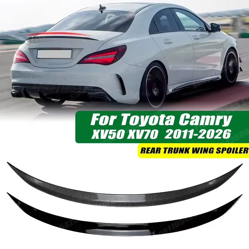 120cm 5D Carbon Look Rear Boot Trunk Spoiler Lip Stick-On Decorative Rear Wing For Toyota Camry XV50 XV70 2011-2026 Model