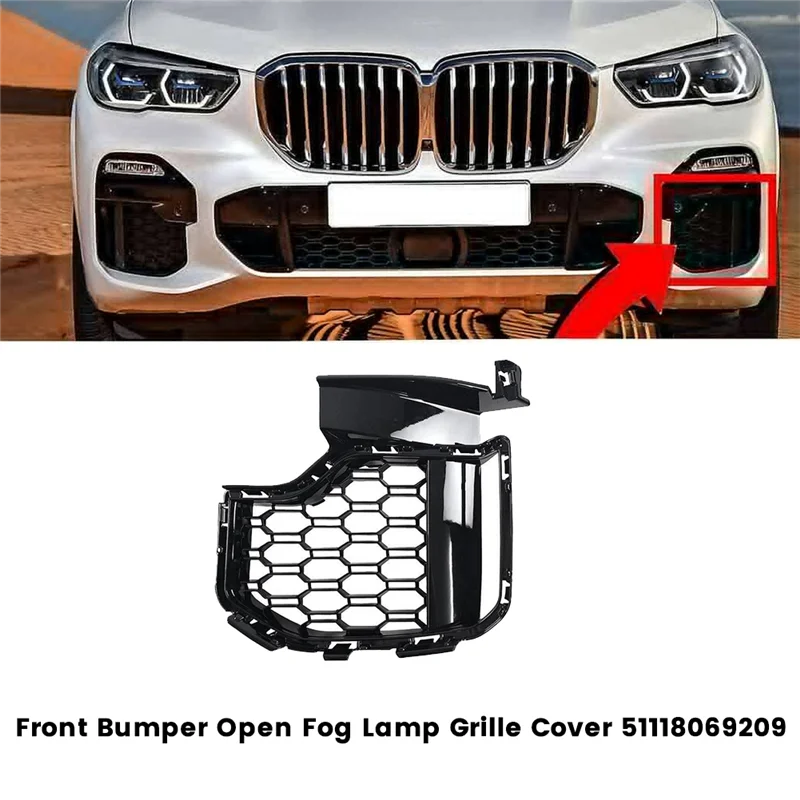 

-SPOR для BMW G05 X5 M Sport 2018-2022, левая боковая противотуманная фара, решетка, рамка 51118069209, открытая крышка переднего бампера