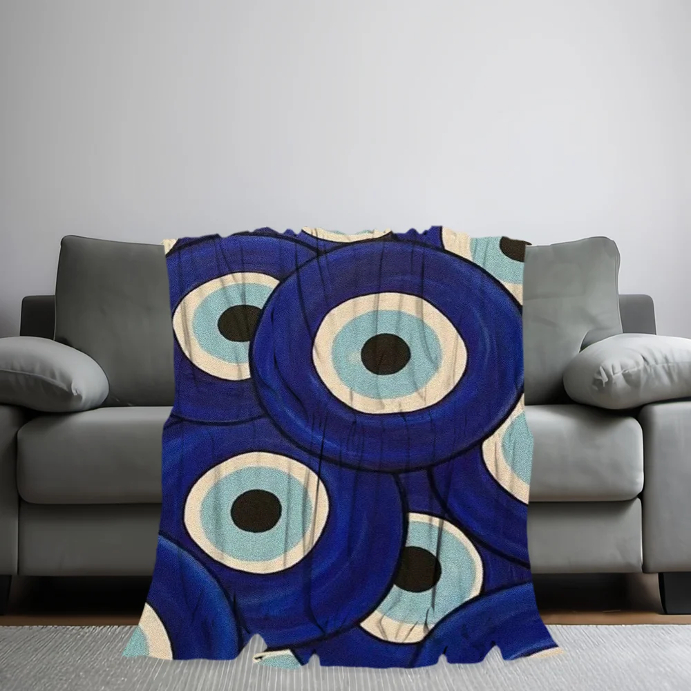 Turkish Lucky Blue Evil Eyes Blanket Skin friendly comfort warm soft plush blanket suitable sofa living room office bedroom