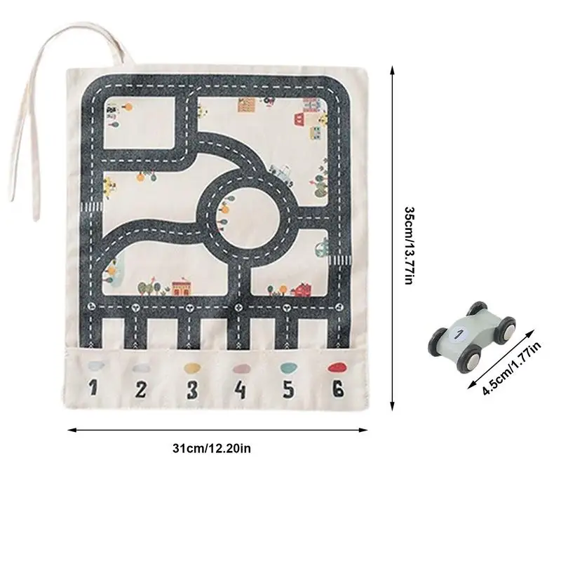 Canvas autospeelgoedset Kleine houten auto Doolhof speelgoed met canvas speelkleed Educatieve voertuigset Fijne motoriek Spel Logisch