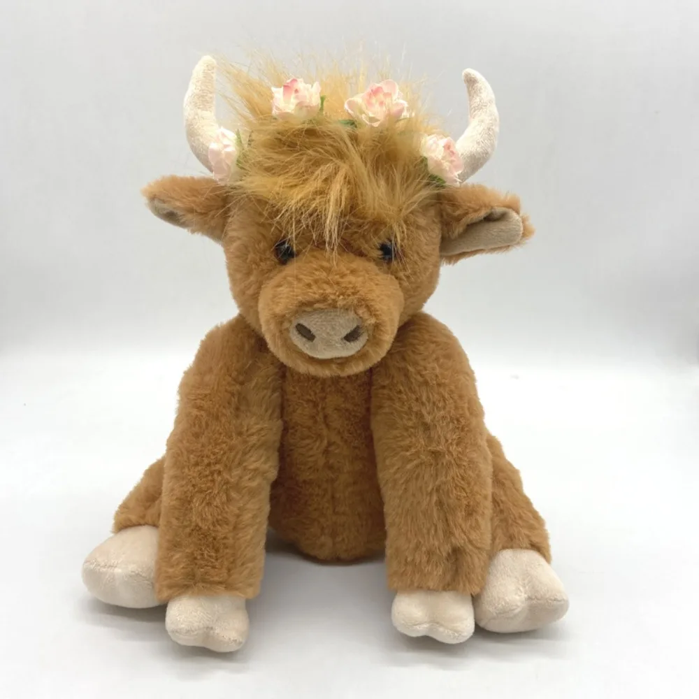 

Simulation Highland Cow Plush Toy 25cm Joints Movable Movable PP Cotton Doll Soft Toy Fluffy Texture Long Hair Yak Toy