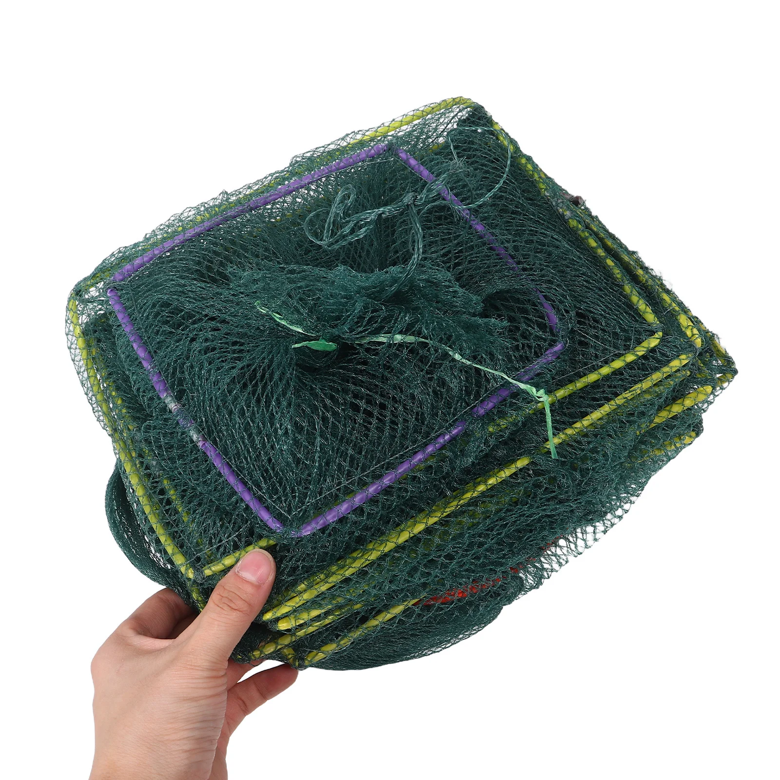 

2.6m 13-Section 8-Hole Foldable Crawfish Cage Fishing Net - Multi Layer Nylon Bait Mesh Trap Basket for Portable Fish Shrimp