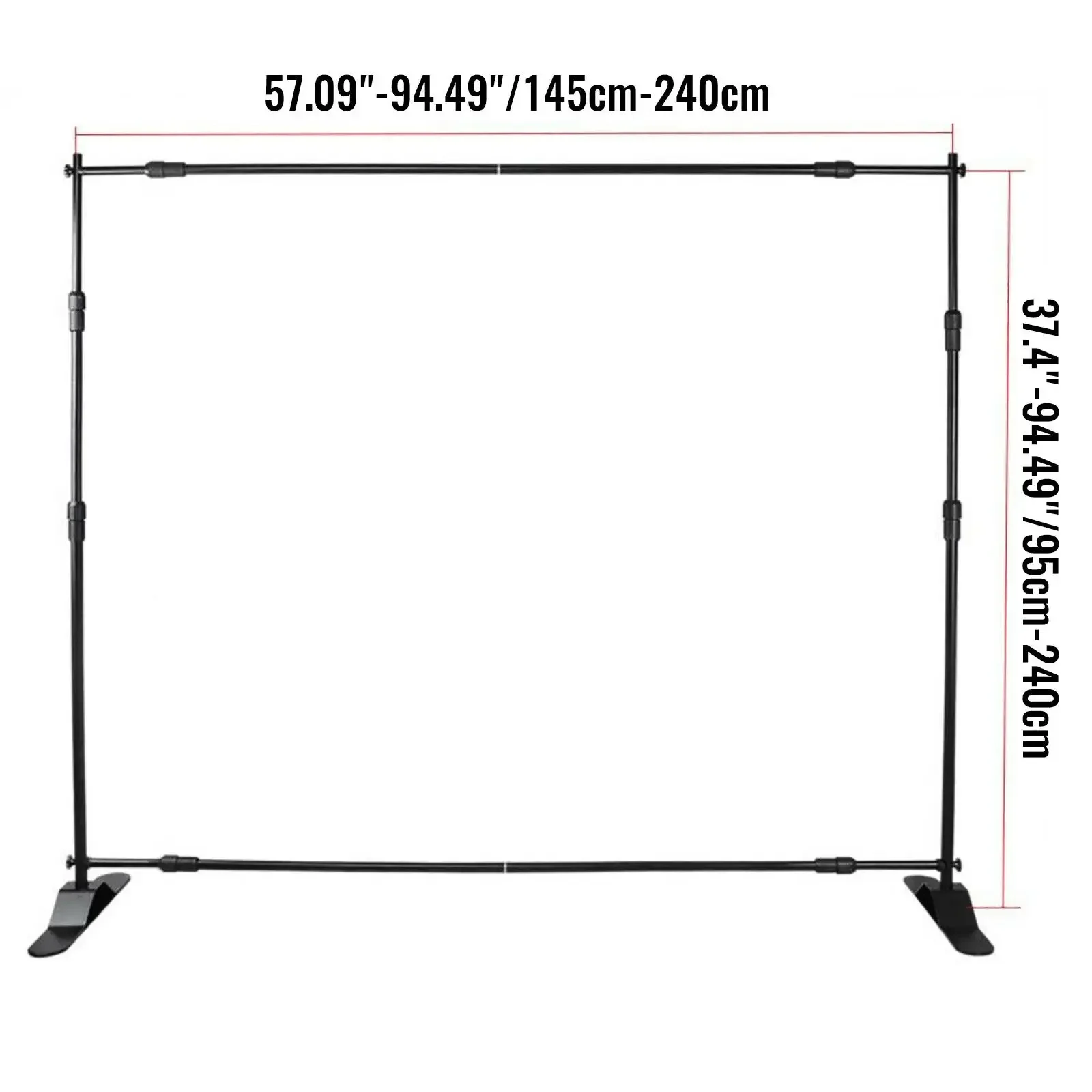 VEVOR 3x2.4M Backdrop Background Stand Adjustable Telescopic Backdrop Banner Stand for Photocall Video Wedding Event Party