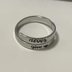 Encourage Trend Never Give Up Engrave Letter Stainless Steel Rings I Am Enough Rings Adjustable Fashion Best Gift