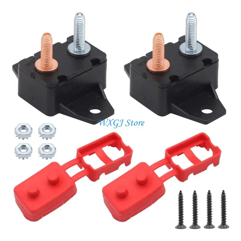 

37JE 50A Automatic Resetting Breakers Electrical Protector For 12V 24V Systems 2pcs