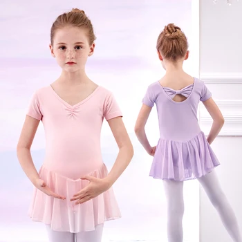 บัลเล่ต์ Leotards สําหรับสาวเต้นรํา Leotard กับกระโปรงเด็กวัยหัดเดินชุดบัลเล่ต์โบว์กลับ (เด็กเล็ก/เด็กใหญ่)
