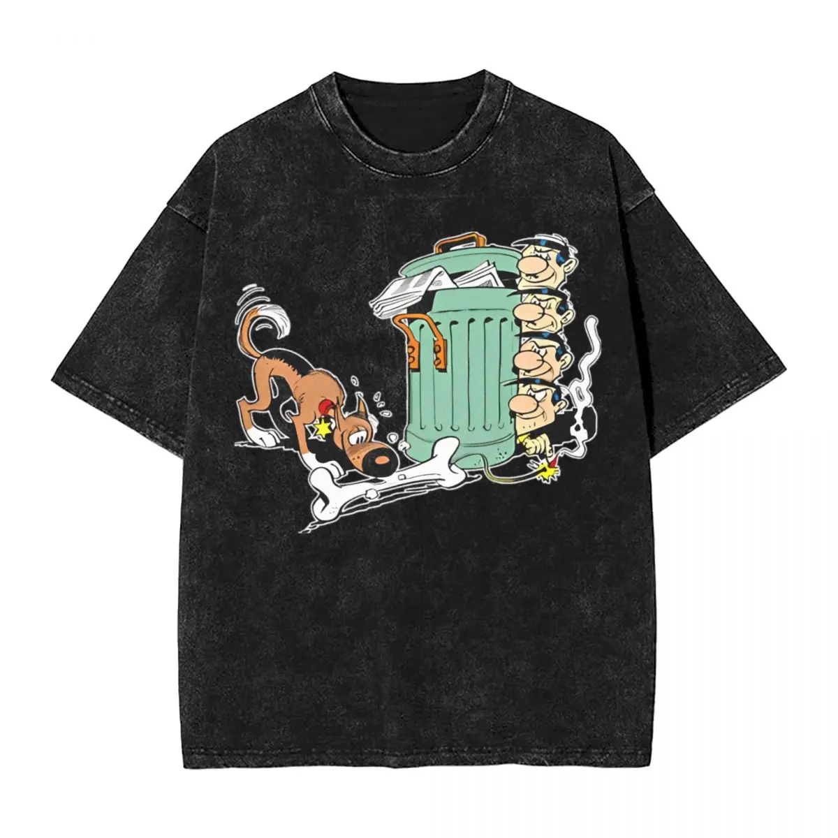 Camisetas Lucky Luke Rantanplan Daltons, camisetas de algodón lavada de Hip Hop de gran tamaño para hombres y mujeres, ropa de calle, camiseta de verano