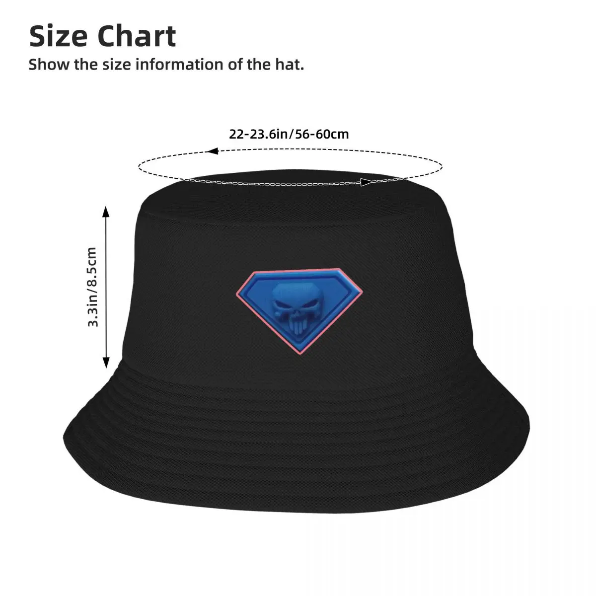 Blue Punisher Bucket Hat Panama Hat Children Bob Hats Cool Fisherman Hats Summer Beach Fishing Unisex Caps